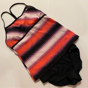 Nike Tankini Women’s Size 10 Top is pink, black, purple and cream, black bottom